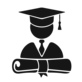 Zeichnung eines Strichmännchens mit Absolventenhut